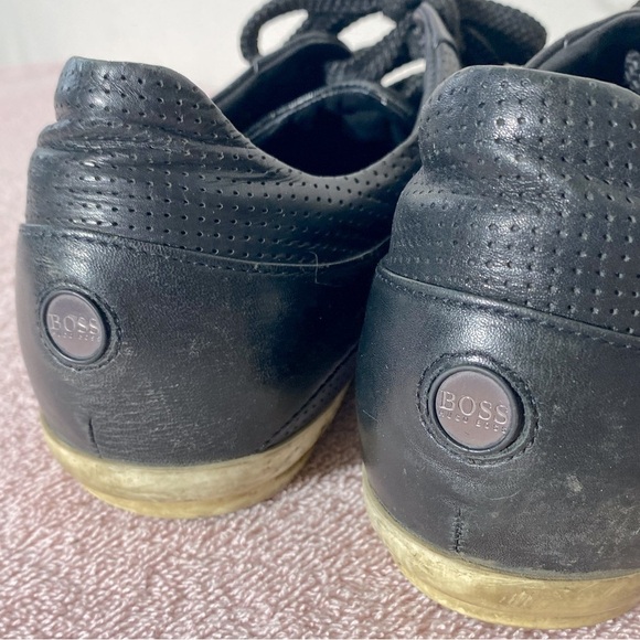 BOSS Hugo Boss Black Leather Low Top Trainers Sneakers 41 - Picture 10 of 15